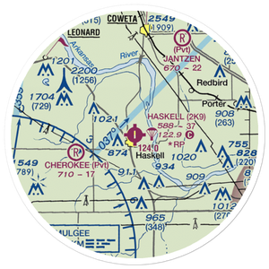 Haskell Airport (2K9) VFR Sectional Sticker (20 mile)
