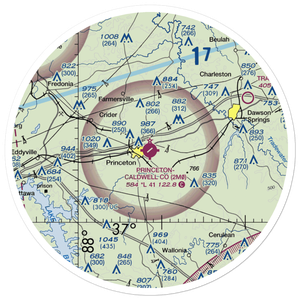 Princeton Caldwell County Airport (2M0) VFR Sectional Sticker (30 mile)