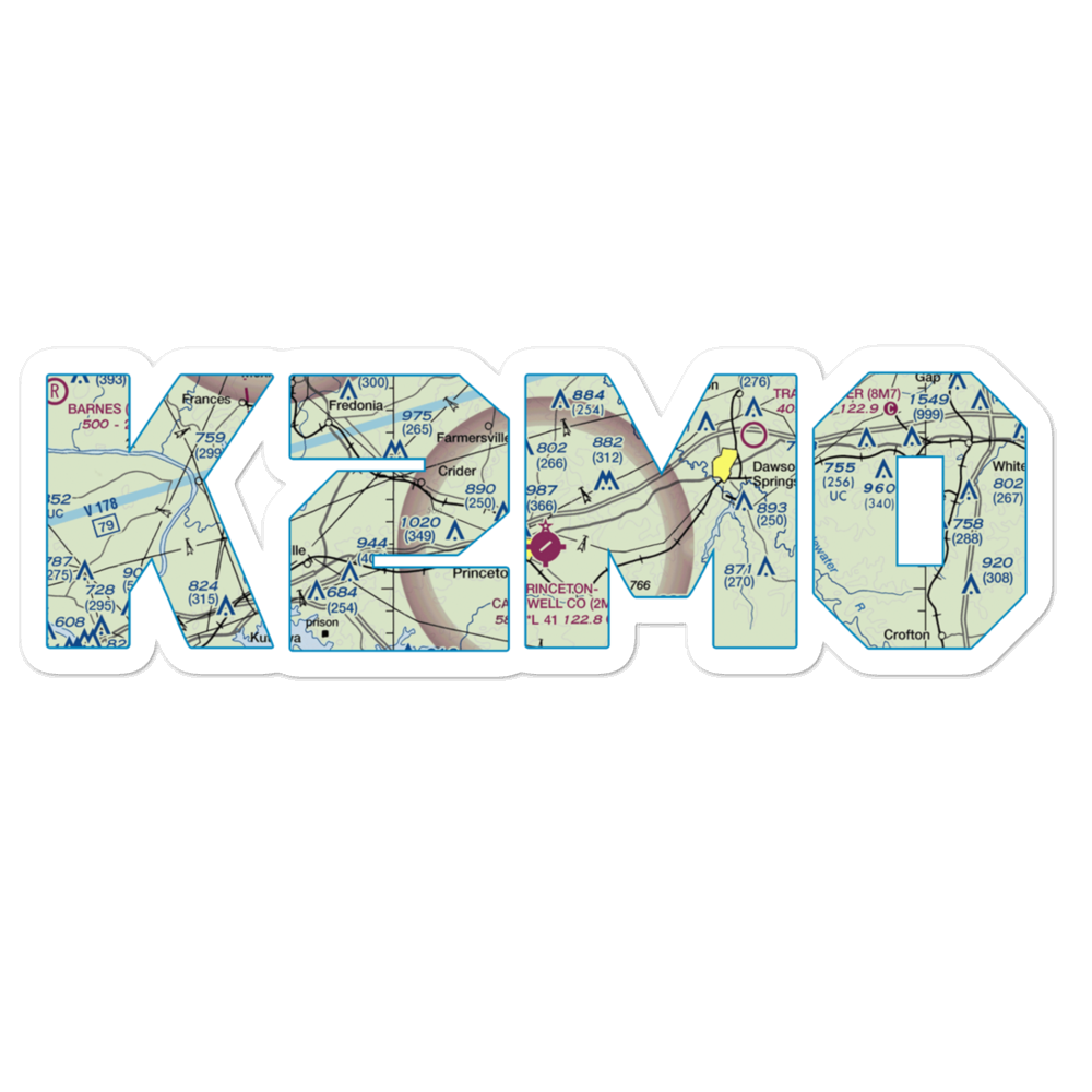 Princeton Caldwell County Airport (2M0) VFR Sectional Sticker 