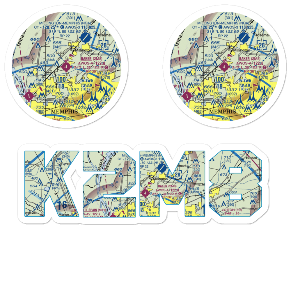 Charles W. Baker Airport (2M8) VFR Sectional Sticker Pack 