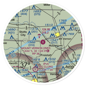 Mount Vernon Municipal Airport (2MO) VFR Sectional Sticker (20 mile)