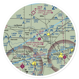 Mount Vernon Municipal Airport (2MO) VFR Sectional Sticker (30 mile)