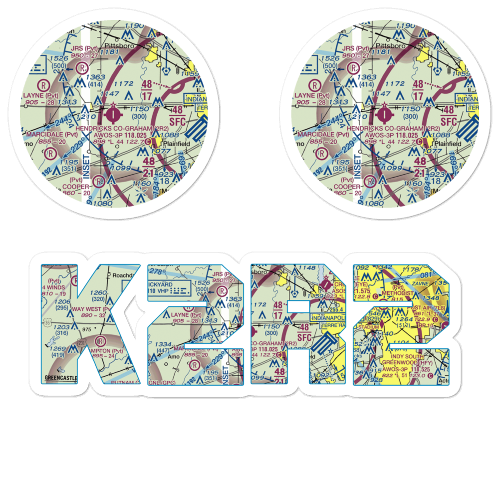 Hendricks County Gordon Graham Field (2R2) VFR Sectional Sticker Pack 