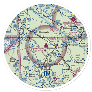 Bunkie Municipal Airport (2R6) VFR Sectional Sticker (30 mile)