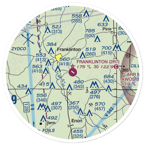 Franklinton Airport (2R7) VFR Sectional Sticker (20 mile)