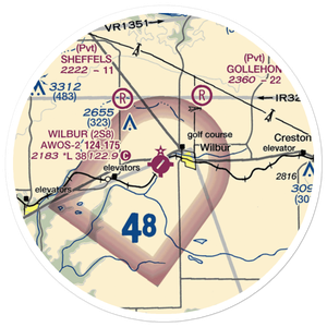 Wilbur Airport (2S8) VFR Sectional Sticker (20 mile)
