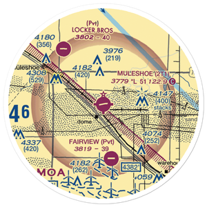 Muleshoe Municipal Airport (2T1) VFR Sectional Sticker (20 mile)