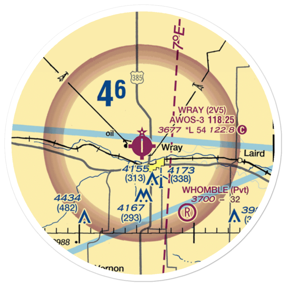 Wray Municipal Airport (2V5) VFR Sectional Sticker (20 mile) 