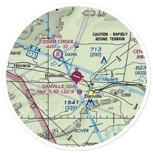 Danville Municipal Airport (32A) VFR Sectional Sticker (20 mile)