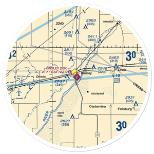 Kinsley Municipal Airport (33K) VFR Sectional Sticker (30 mile)