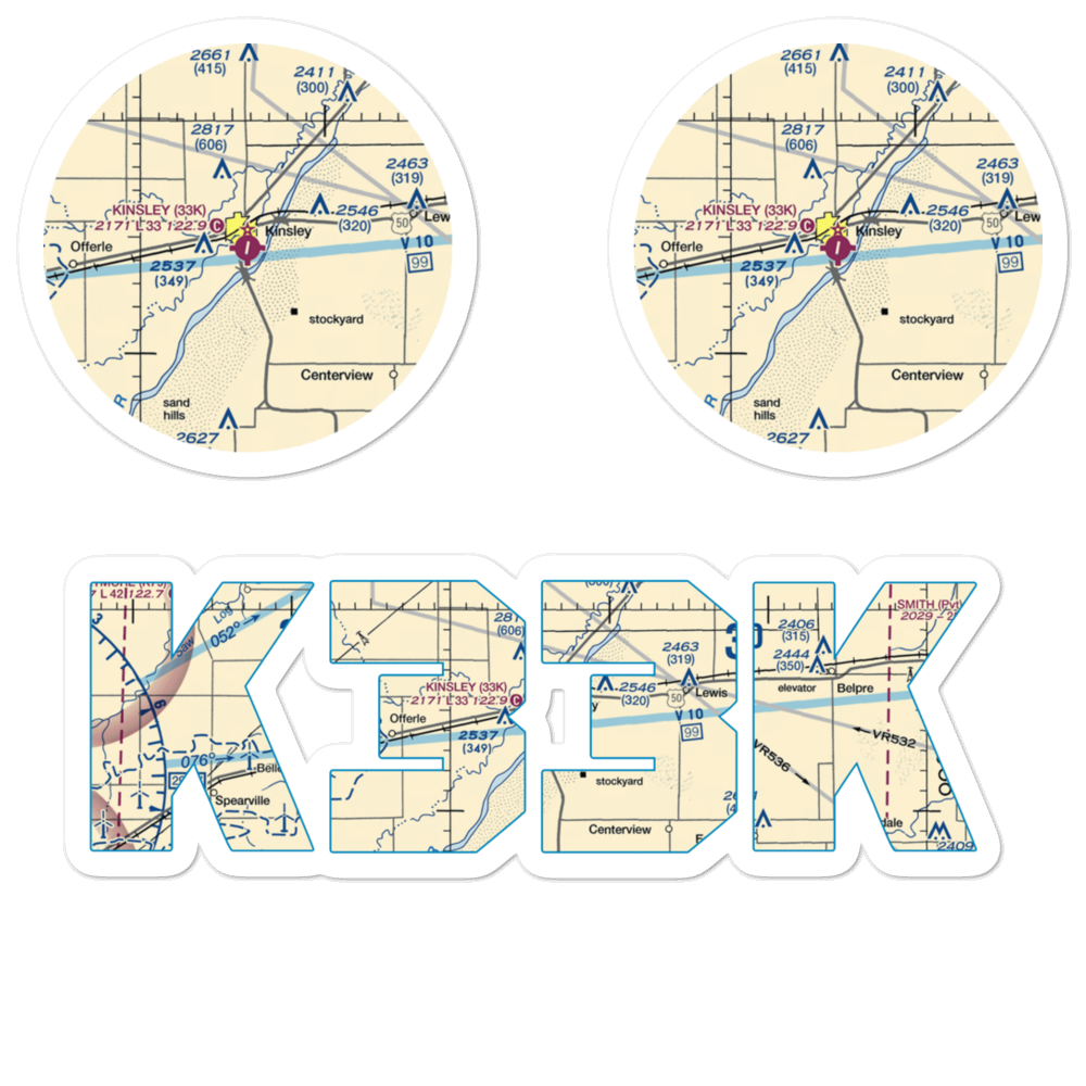Kinsley Municipal Airport (33K) VFR Sectional Sticker Pack 