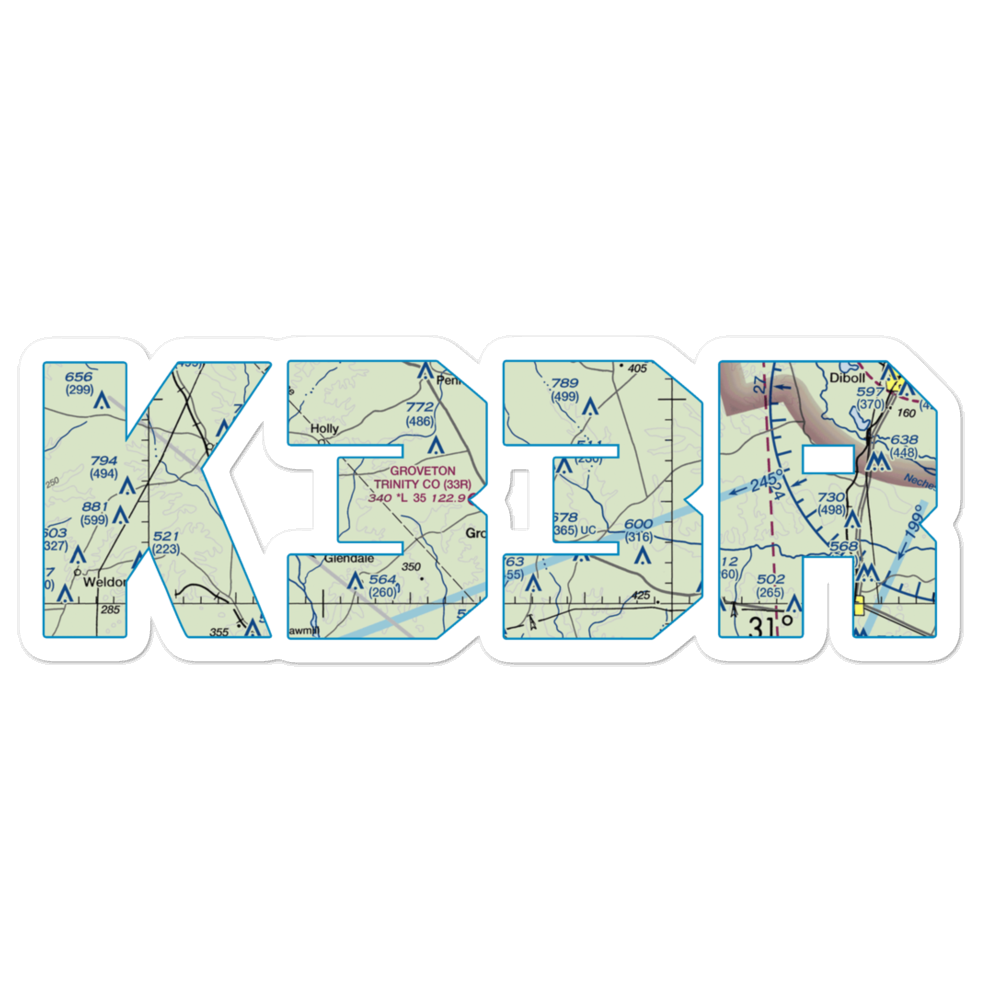 Groveton Trinity County Airport (33R) VFR Sectional Sticker 