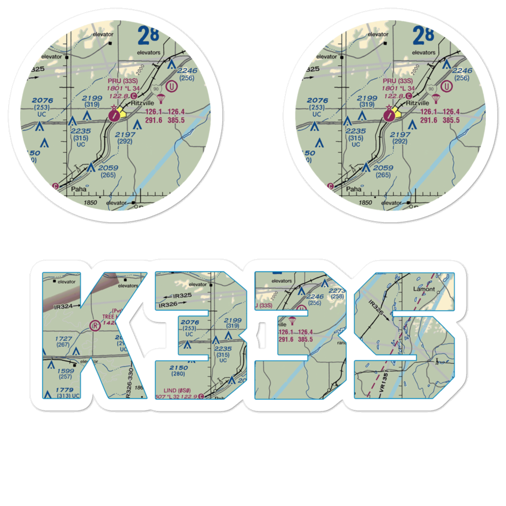 Pru Field (33S) VFR Sectional Sticker Pack 