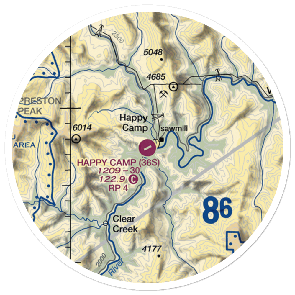 Happy Camp Airport (36S) VFR Sectional Sticker (20 mile) 