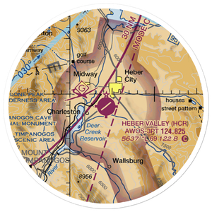 Heber Valley Airport (HCR) VFR Sectional Sticker (20 mile)