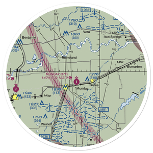Munday Municipal Airport (37F) VFR Sectional Sticker (30 mile)