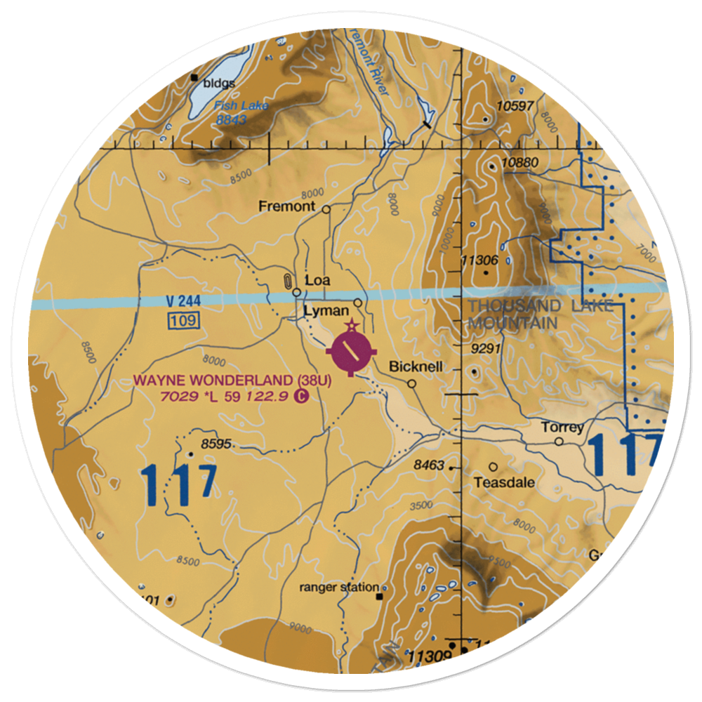 Wayne Wonderland Airport (38U) VFR Sectional Sticker (30 mile) 