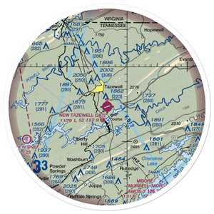 New Tazewell Municipal Airport (3A2) VFR Sectional Sticker (30 mile)