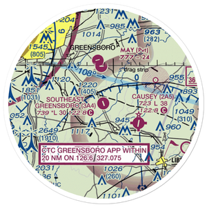 Southeast Greensboro Airport (3A4) VFR Sectional Sticker (20 mile)