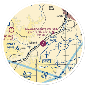 Miami Roberts County Airport (3E0) VFR Sectional Sticker (20 mile)