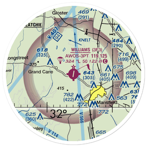 C E 'Rusty' Williams Airport (3F3) VFR Sectional Sticker (20 mile)