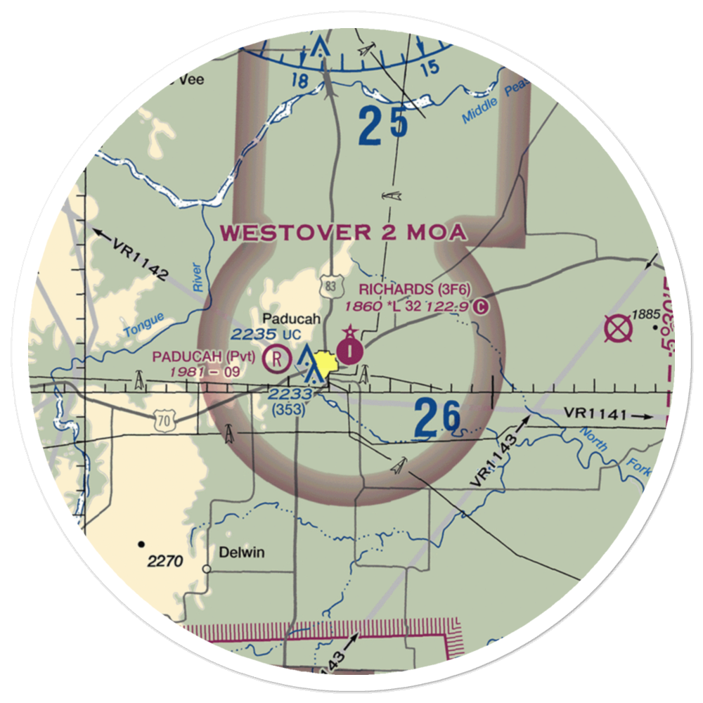 Dan E Richards Municipal Airport (3F6) VFR Sectional Sticker (30 mile) 