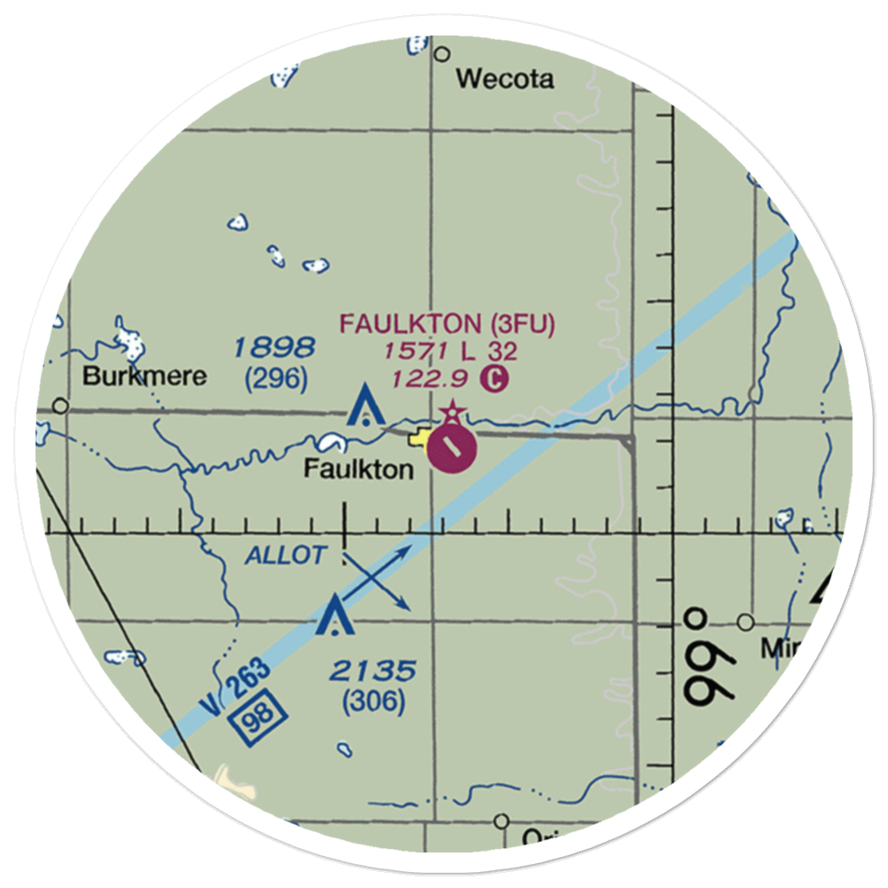 Faulkton Municipal Airport (3FU) VFR Sectional Sticker (20 mile) 