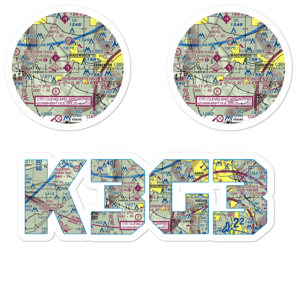 Wadsworth Municipal Airport (3G3) VFR Sectional Sticker Pack 