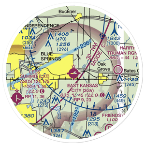 East Kansas City Airport (3GV) VFR Sectional Sticker (20 mile)