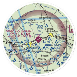 Greene County Regional Airport (3J7) VFR Sectional Sticker (20 mile)
