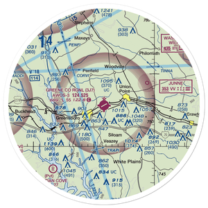 Greene County Regional Airport (3J7) VFR Sectional Sticker (30 mile)