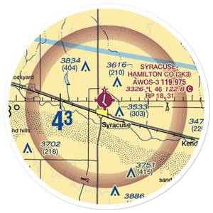 Syracuse Hamilton County Municipal Airport (3K3) VFR Sectional Sticker (20 mile)