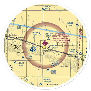 Syracuse Hamilton County Municipal Airport (3K3) VFR Sectional Sticker (30 mile)