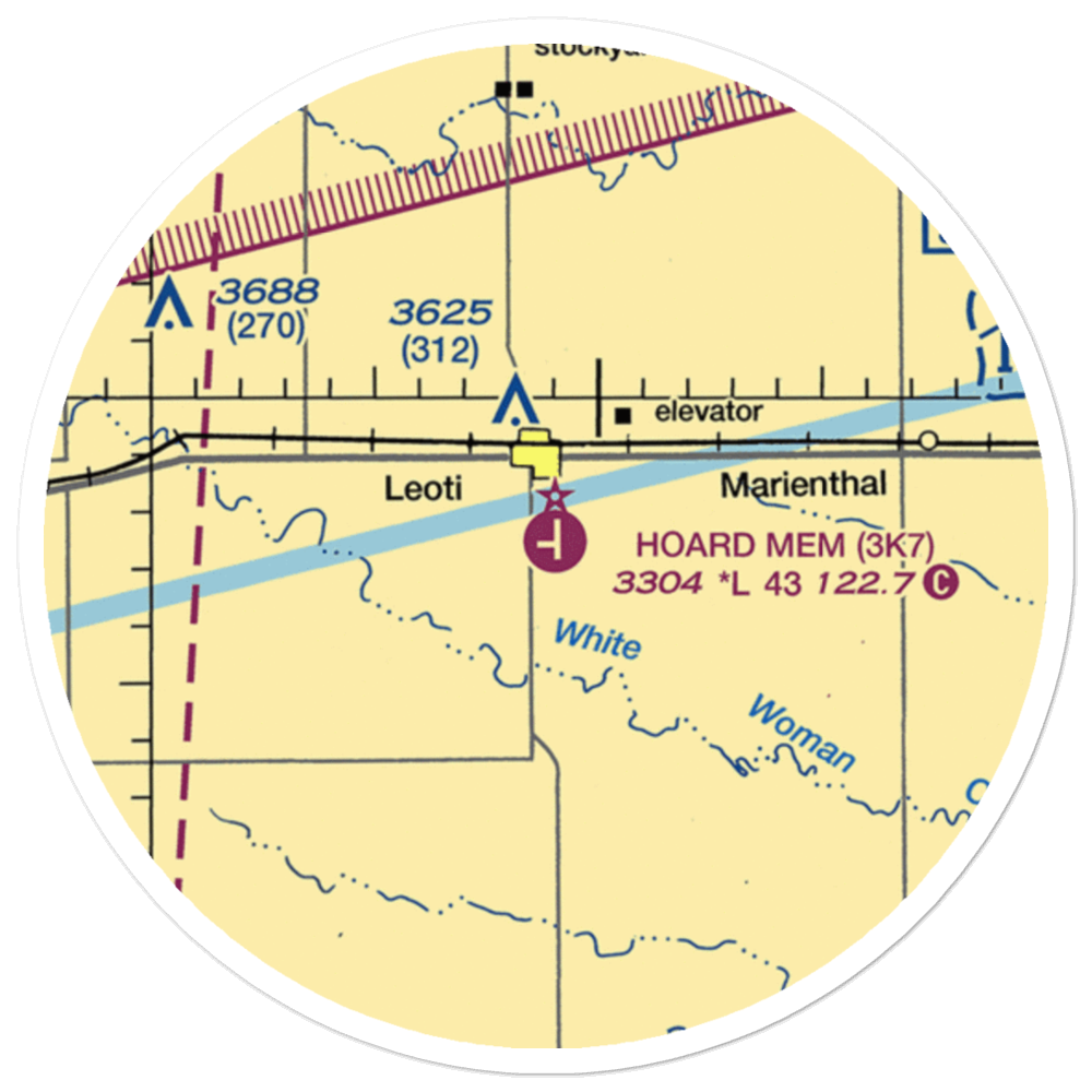 Mark Hoard Memorial Airport (3K7) VFR Sectional Sticker (20 mile) 