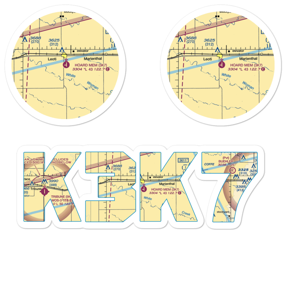 Mark Hoard Memorial Airport (3K7) VFR Sectional Sticker Pack 