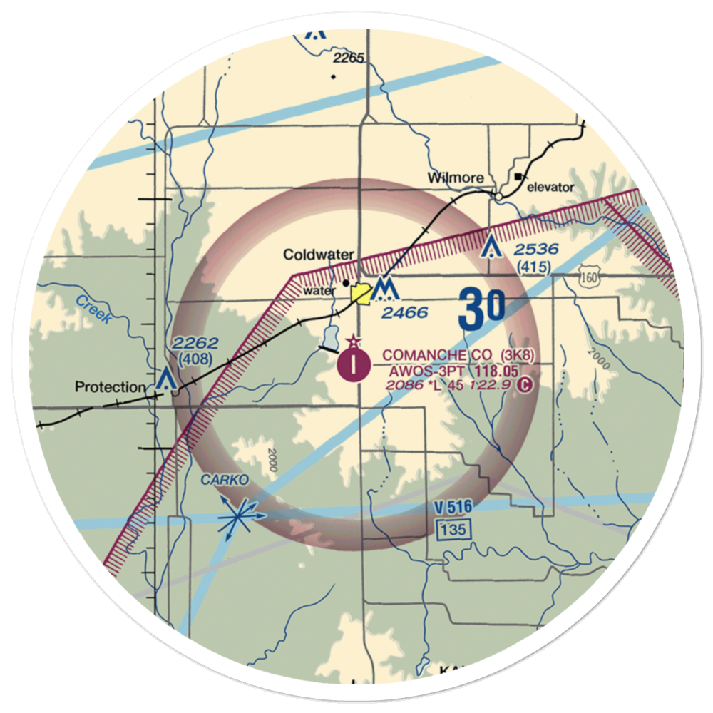 Comanche County Airport (3K8) VFR Sectional Sticker (30 mile) 
