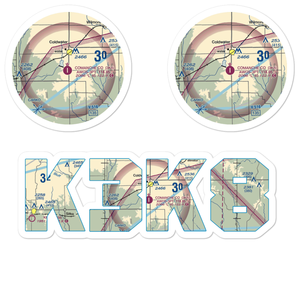 Comanche County Airport (3K8) VFR Sectional Sticker Pack 