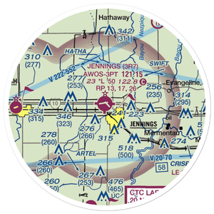 Jennings Airport (3R7) VFR Sectional Sticker (20 mile)