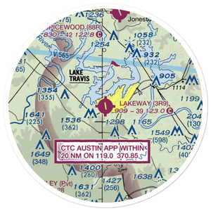 Lakeway Airpark (3R9) VFR Sectional Sticker (20 mile)
