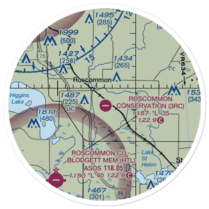 Roscommon Conservation Airport (3RC) VFR Sectional Sticker (20 mile)