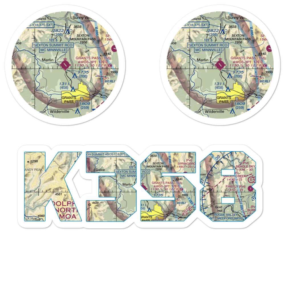 Grants Pass Airport (3S8) VFR Sectional Sticker Pack 