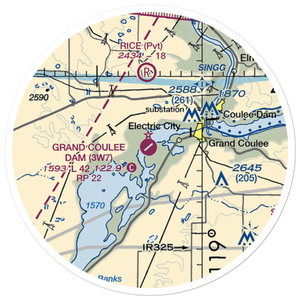 Grand Coulee Dam Airport (3W7) VFR Sectional Sticker (20 mile)