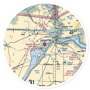 Grand Coulee Dam Airport (3W7) VFR Sectional Sticker (30 mile)