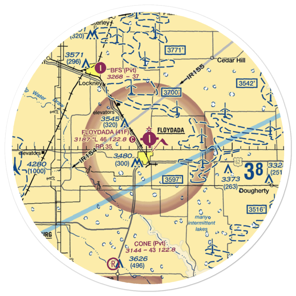 Floydada Municipal Airport (41F) VFR Sectional Sticker (30 mile) 