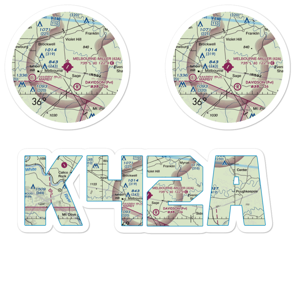 Melbourne Municipal John E Miller Field (42A) VFR Sectional Sticker Pack 
