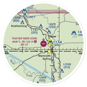 Thayer Memorial Airport (42M) VFR Sectional Sticker (20 mile)