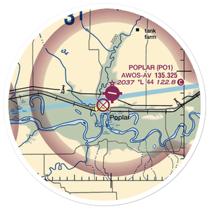 Poplar Airport (42S) VFR Sectional Sticker (20 mile)