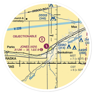 Jones Airport (42V) VFR Sectional Sticker (20 mile)