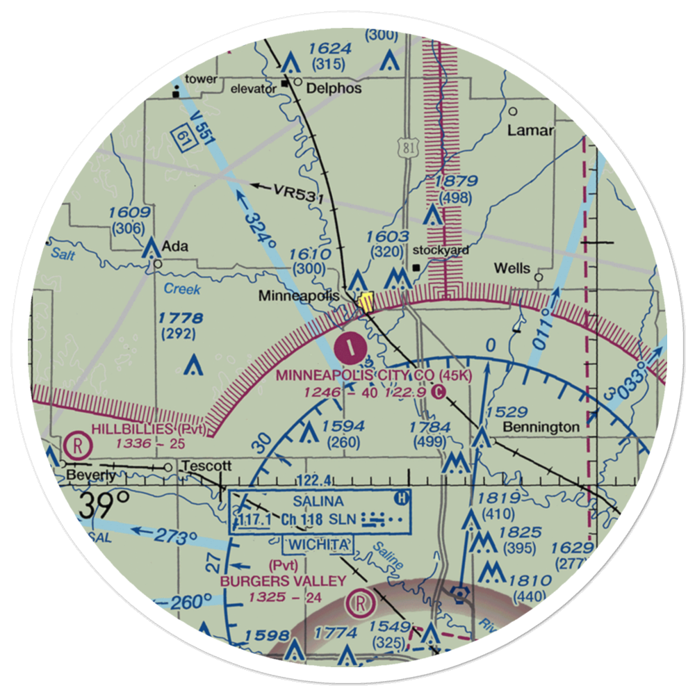 Minneapolis City County Airport (45K) VFR Sectional Sticker (30 mile) 