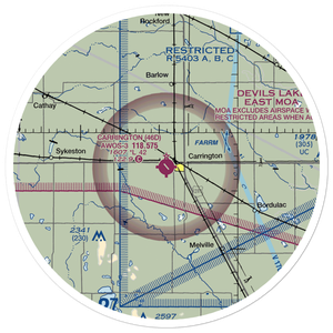 Carrington Municipal Airport (46D) VFR Sectional Sticker (30 mile)